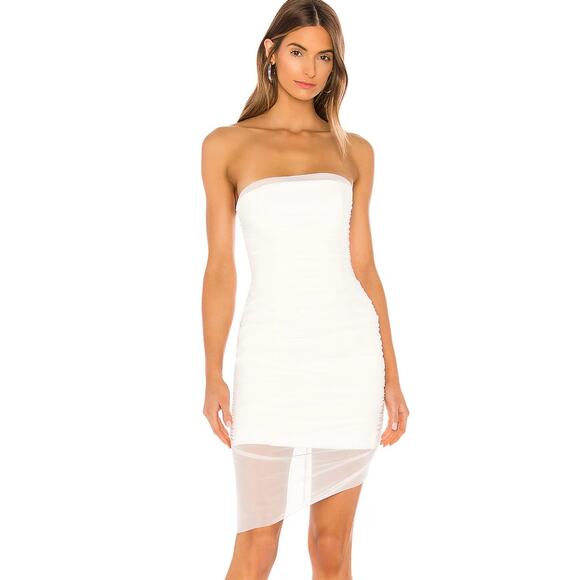 MAJORELLE S white ursula ruched strapless mini dress